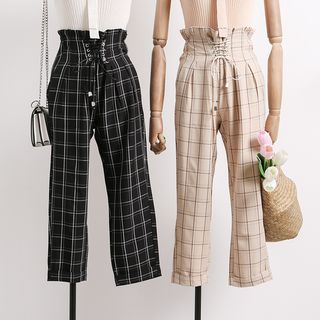 plaid cropped pants