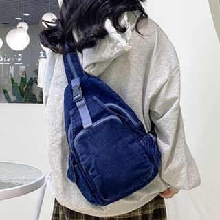Hikuozy-Buckle Denim Sling Bag