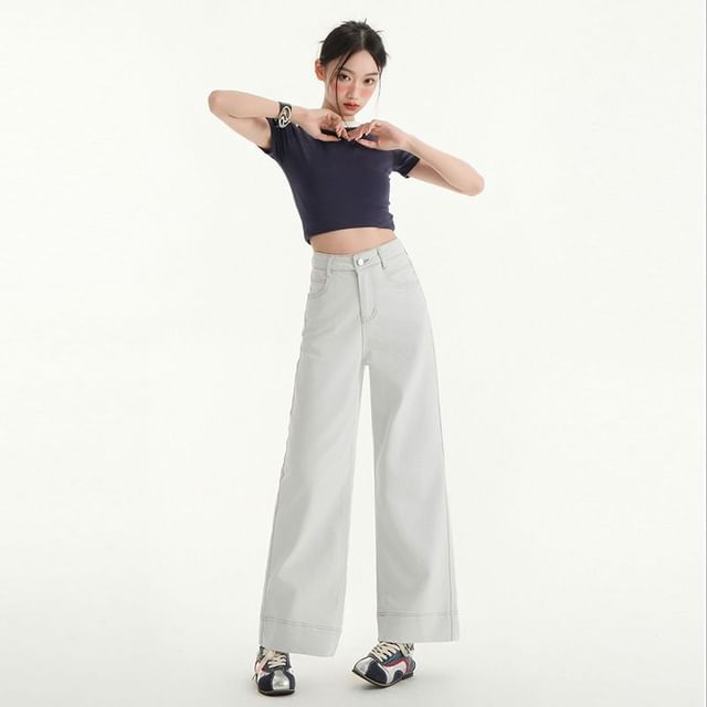 Denimot-High Rise Wide Leg Jeans