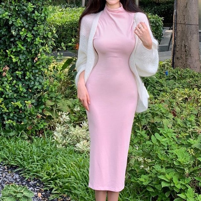 bodycon midi dress with cardigan Black Ribbed Sleeveless Dress Cardigan Maternity Set  PinkBlush