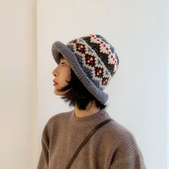 HATHOT - Patterned Knit Bucket Hat
