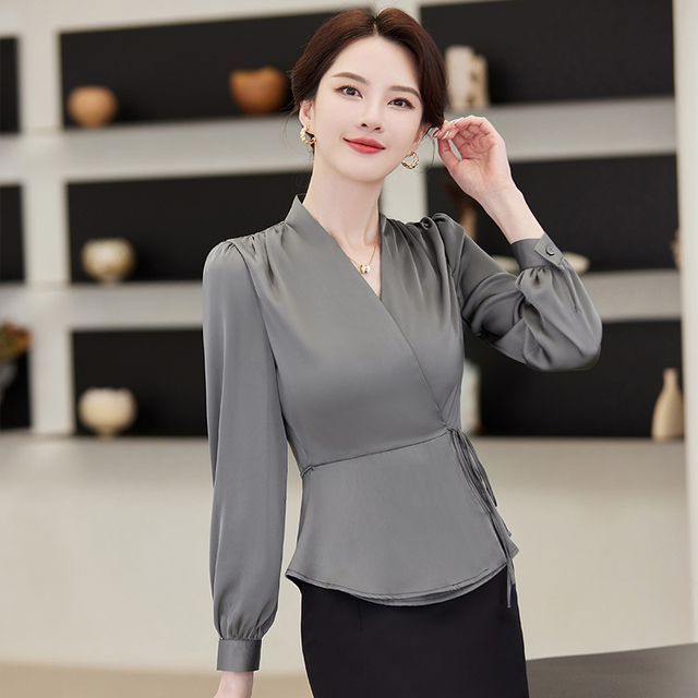 peplum wrap blouse