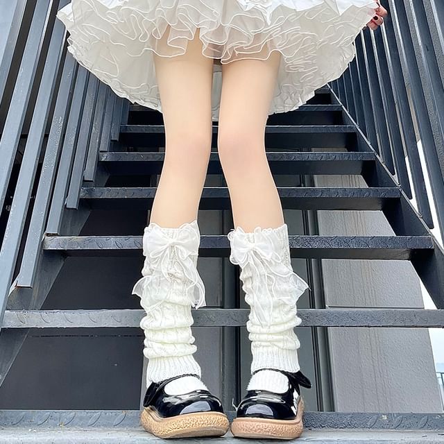 Gentiana-Bow Knit Leg Warmers