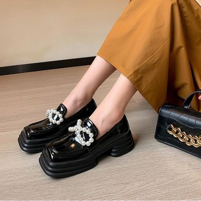 square toe platform loafers