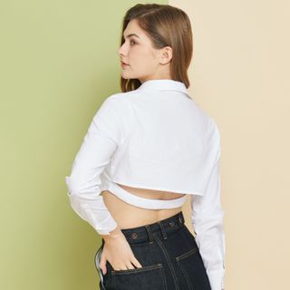 YS by YesStyle - Eco-Friendly Long-Sleeve Open-Back Crop Top