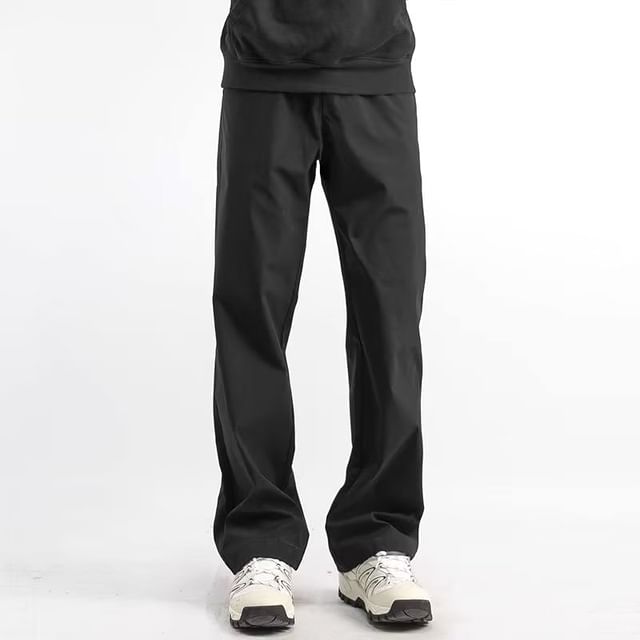 Blueforce-High Waist Plain Loose Fit Pants