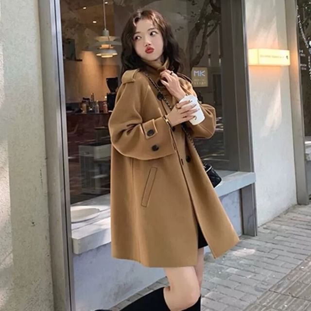 Shinsei-Plain Long Double-Breasted Coat