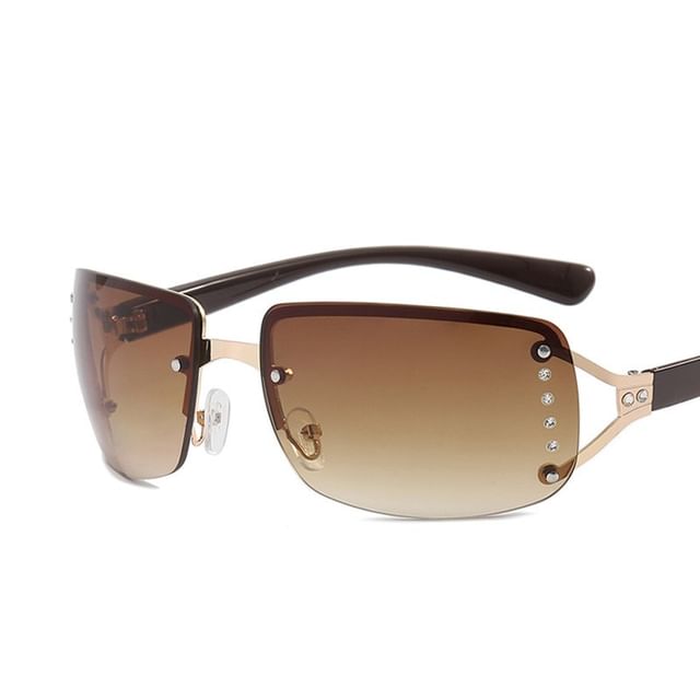 iLANURA-Rhinestone Rimless Rectangle Sunglasses