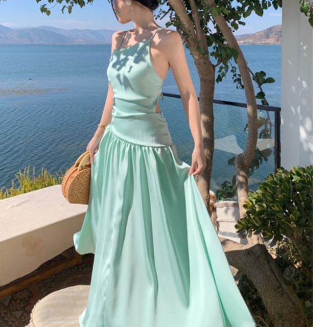 sachin and babi light blue dress BACKLESS TIE UP DRESS – LUEUR