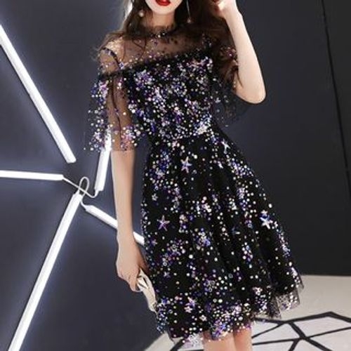 Royal Style - Elbow-Sleeve Sequined Cocktail Dress | YesStyle