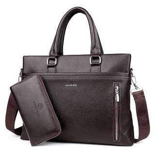 Mayanne - Genuine Leather Briefcase | YesStyle