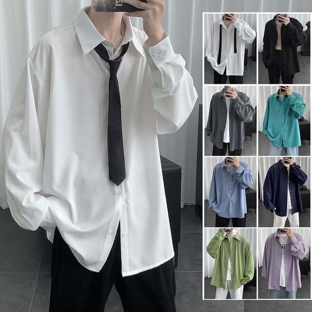 FOEV-Long-Sleeve Plain Shirt