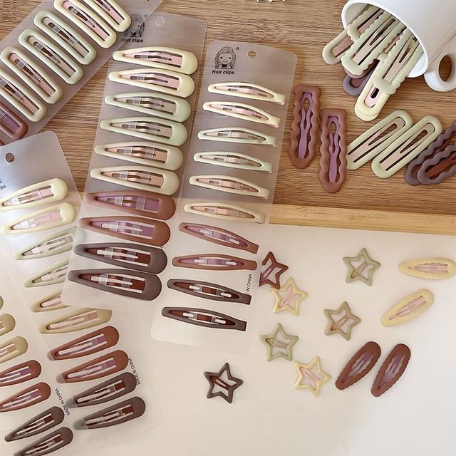 Rodiv-Plain Alloy Hair Clip Various Designs Set