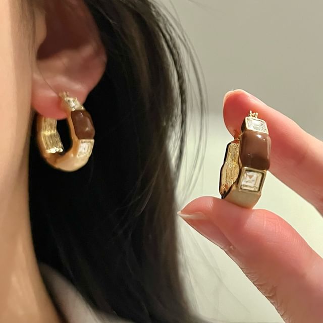 PANGU-Rhinestone Hoop Earring