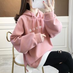 Jewie - Mock Two-Piece Letter Embroidered Hoodie Jewie - Mock Two-Piece Letter Embroidered Hoodie