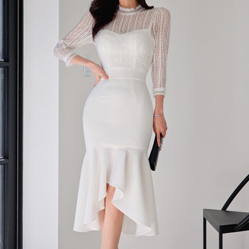 White midi 2025 mermaid dress