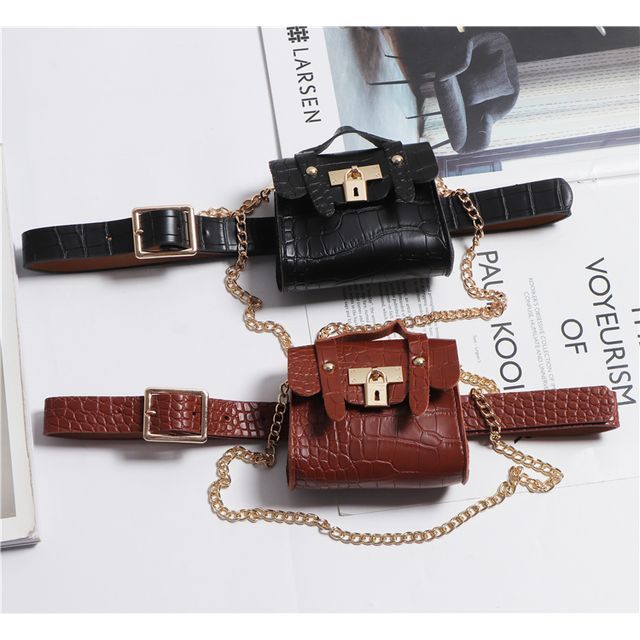 Croc Grain Faux Leather Belt Bag 
