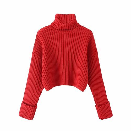 Cropped hot sale red turtleneck