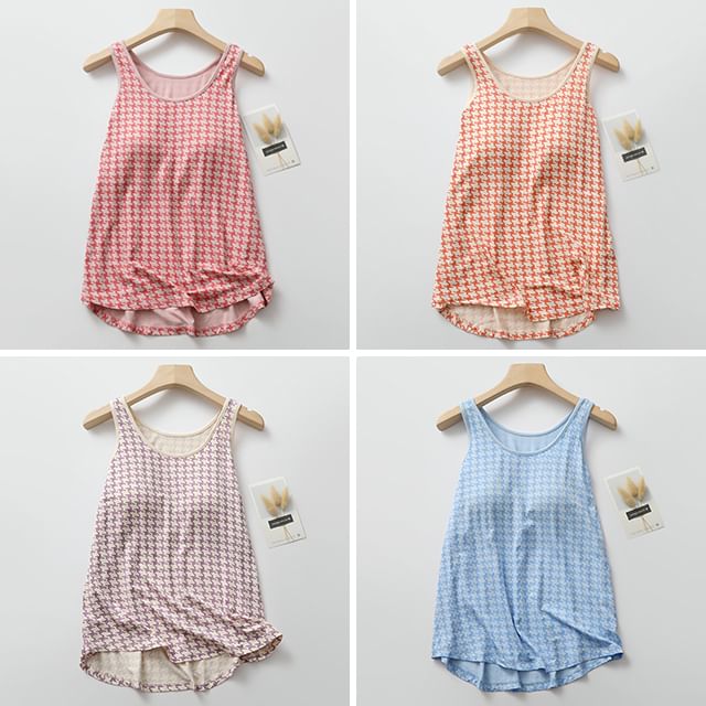 Dazzli-Houndstooth Pajama Tank Top