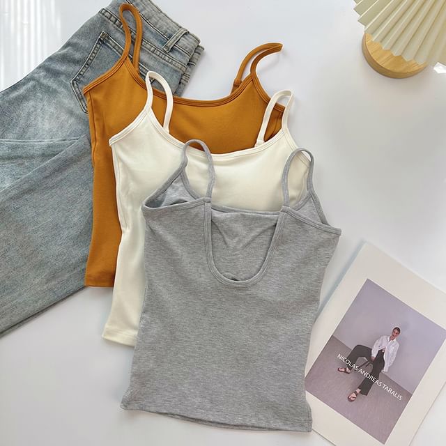 DIYI-Plain Open Back Camisole Top