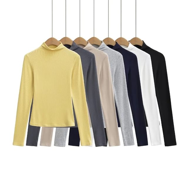 Asiris-Long-Sleeve Turtleneck Plain Tee