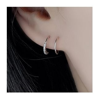 pexrl jewelry-S925 Silver Rhinestone Hoop Earring