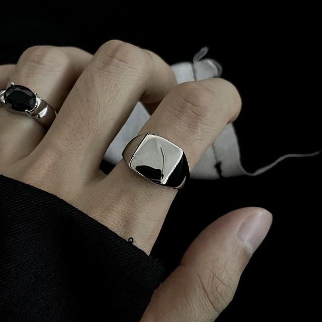 Black Degree-Polished Stainless Steel Ring
