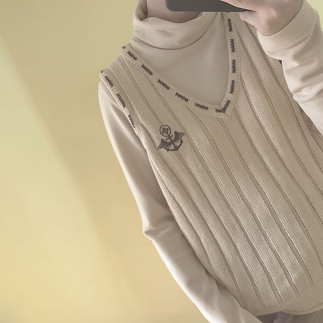 Glotto-Long Sleeve Turtleneck Plain Loose Top