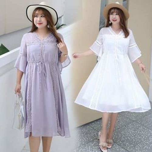 AIREN ElbowSleeve Chiffon ALine Midi Dress YesStyle