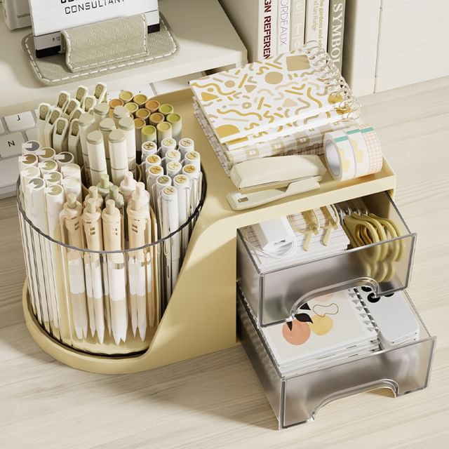 Fenmo-Simple Pen Holder Plain Plastic Drawer Desk Organizer - Set
