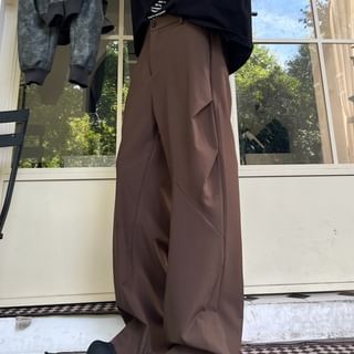 Priam-High Waist Plain Wide Leg Cargo Pants