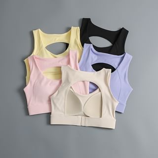 Claduodoe Plain Cutout Sports Bra Sale