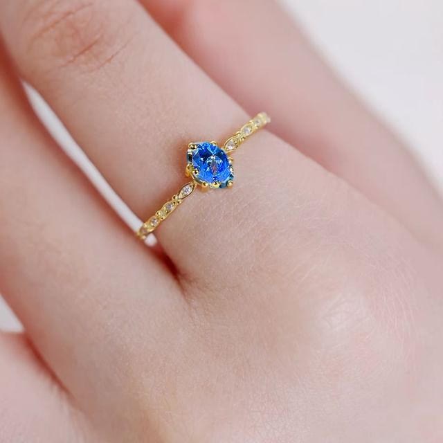 Forainer-Rhinestone Alloy Open Ring