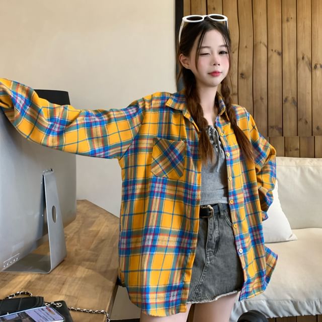 Sienne-Long-Sleeve Plaid Shirt