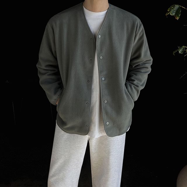 MRCYC-V-Neck Plain Button Jacket