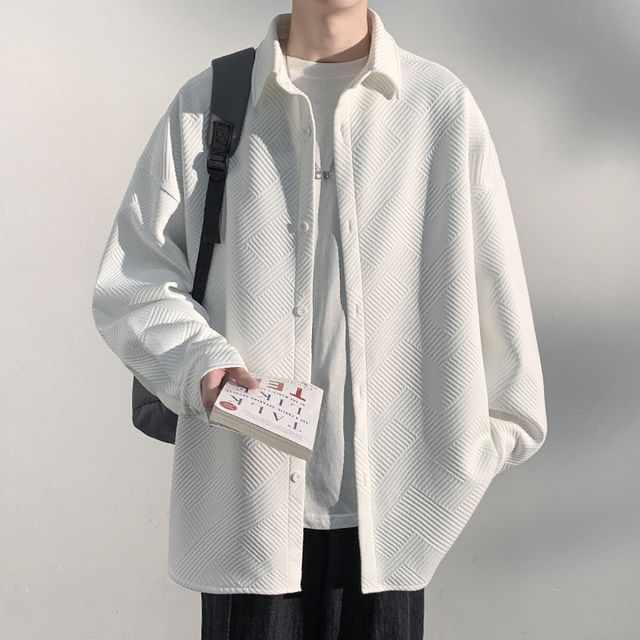 Aozora-Long-Sleeve Plain Shirt