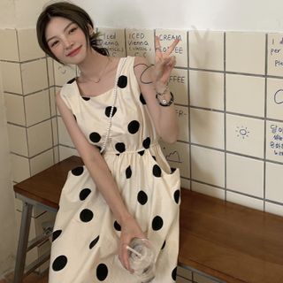 dotted midi dress
