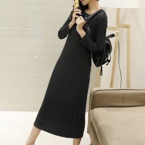 long sleeve midi t shirt dress