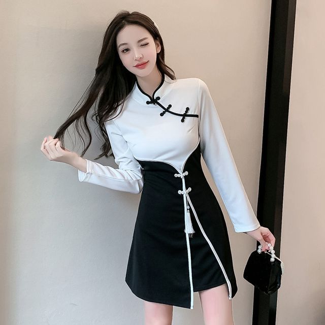 long sleeve qipao dress