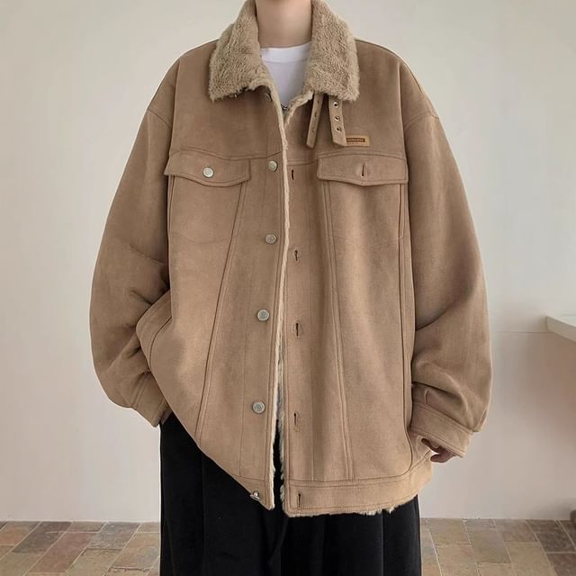 Neonity Wear-Fleece Collar Button-Up Jacket