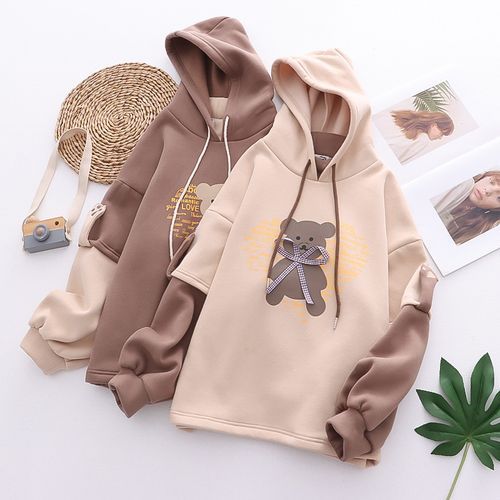 teddy bear print hoodie