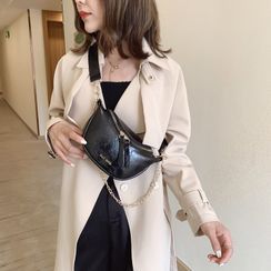 Perlin - Chain Strap Faux Leather Sling Bag