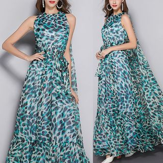 leopard print evening gown