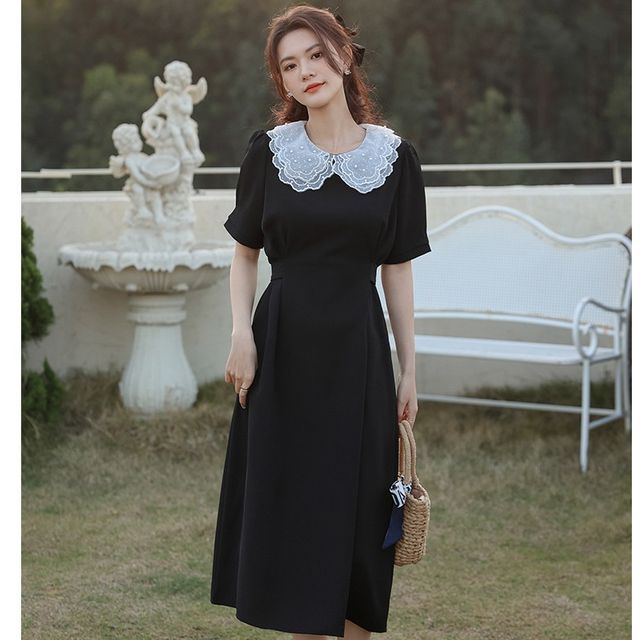 Black Dress White Lace Collar Girls Black Velvet Lace Collar Dress