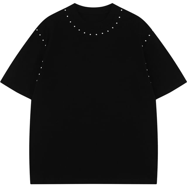 CHIC ERRO-Short Sleeve Crew Neck Plain T-Shirt