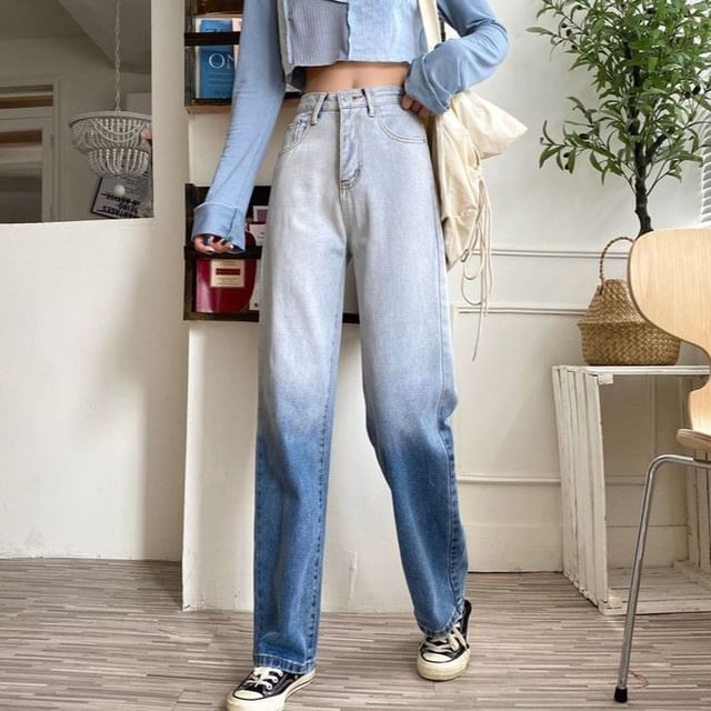 Sisyphi-Mid Waist Gradient Straight Leg Jeans