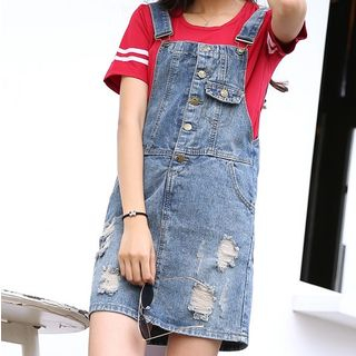 cheap denim pinafore dress