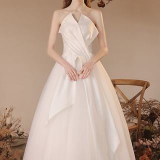 DreesHouse-Strapless Plain A-Line Wedding Gown