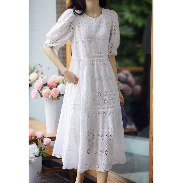 green emerald velvet dress Reyanne Eyelet Embroidered Maxi Dress – VICI