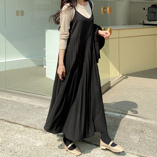chinese dress ladies Women's NYE Spaghetti Strap Sexy Ruched Low Back Black Dress – SoCal Lit main image 0